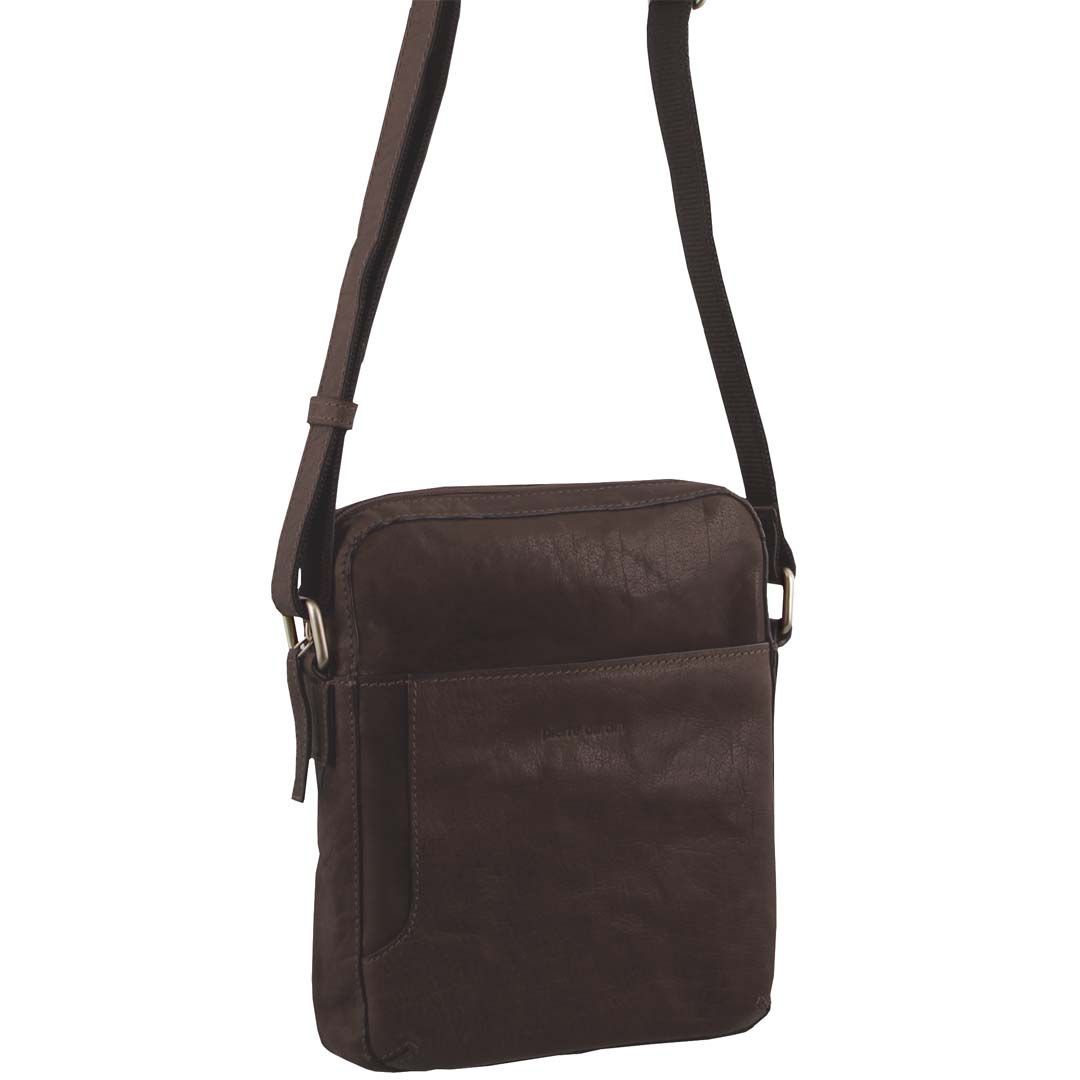 Bolsas Hombro Pierre Cardin Rustic Cuero Cross Body Tablet Bag Hombre Marrones | ZTMN-91784