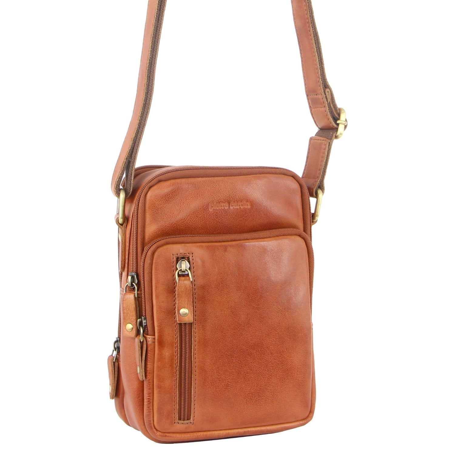 Bolsas Hombro Pierre Cardin Rustic Leather Cross-Body Bag Hombre Marrones | XSJC-90172