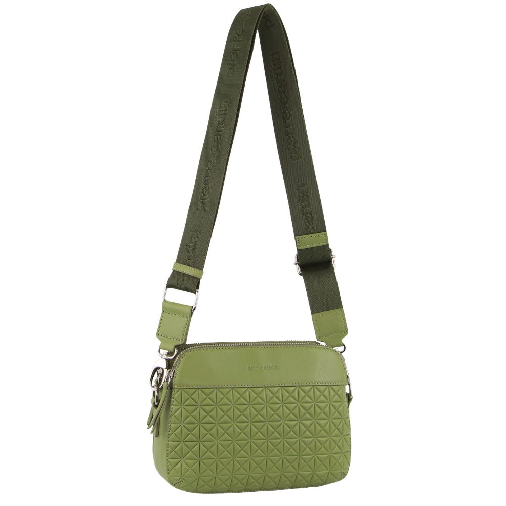 Bolsas Hombro Pierre Cardin Webbing Strap Leather Crossbody Bag Mujer Leaf | HCVA-06251