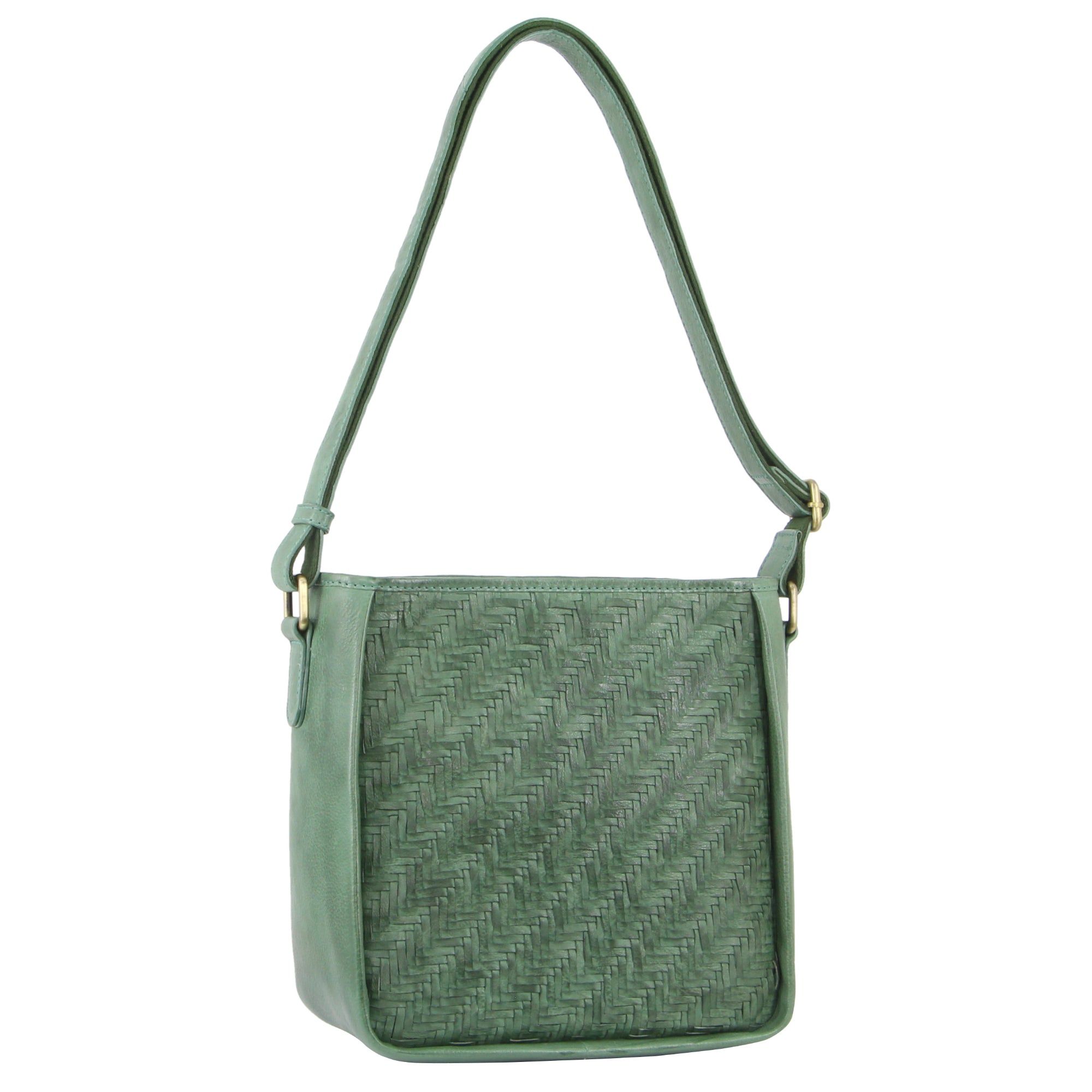 Bolsas Hombro Pierre Cardin Woven Embossed Leather Cross-Body Bag Mujer Verde | EUJR-63184