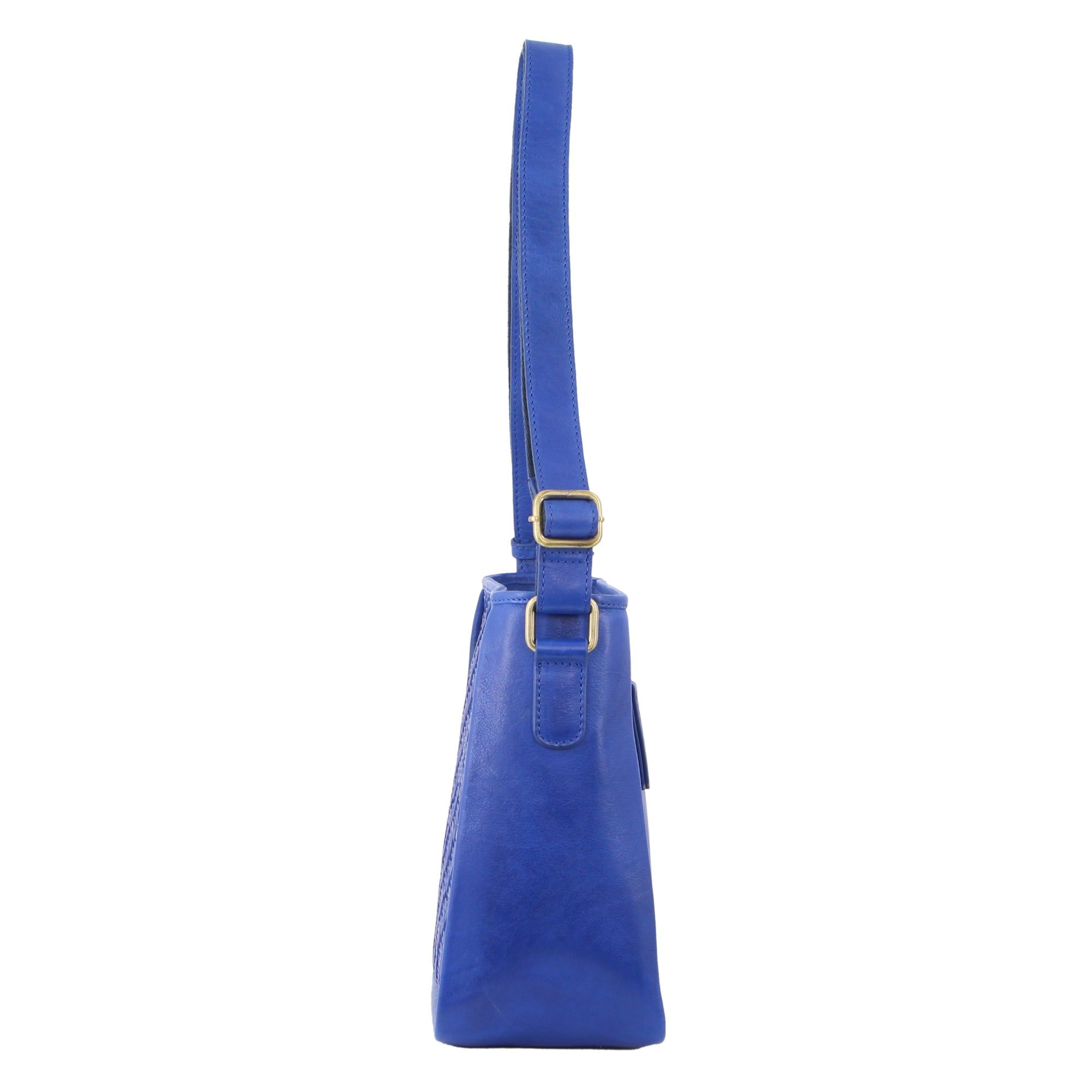 Bolsas Hombro Pierre Cardin Woven Embossed Leather Cross-Body Bag Mujer Azul Real Azules | BNQG-84093