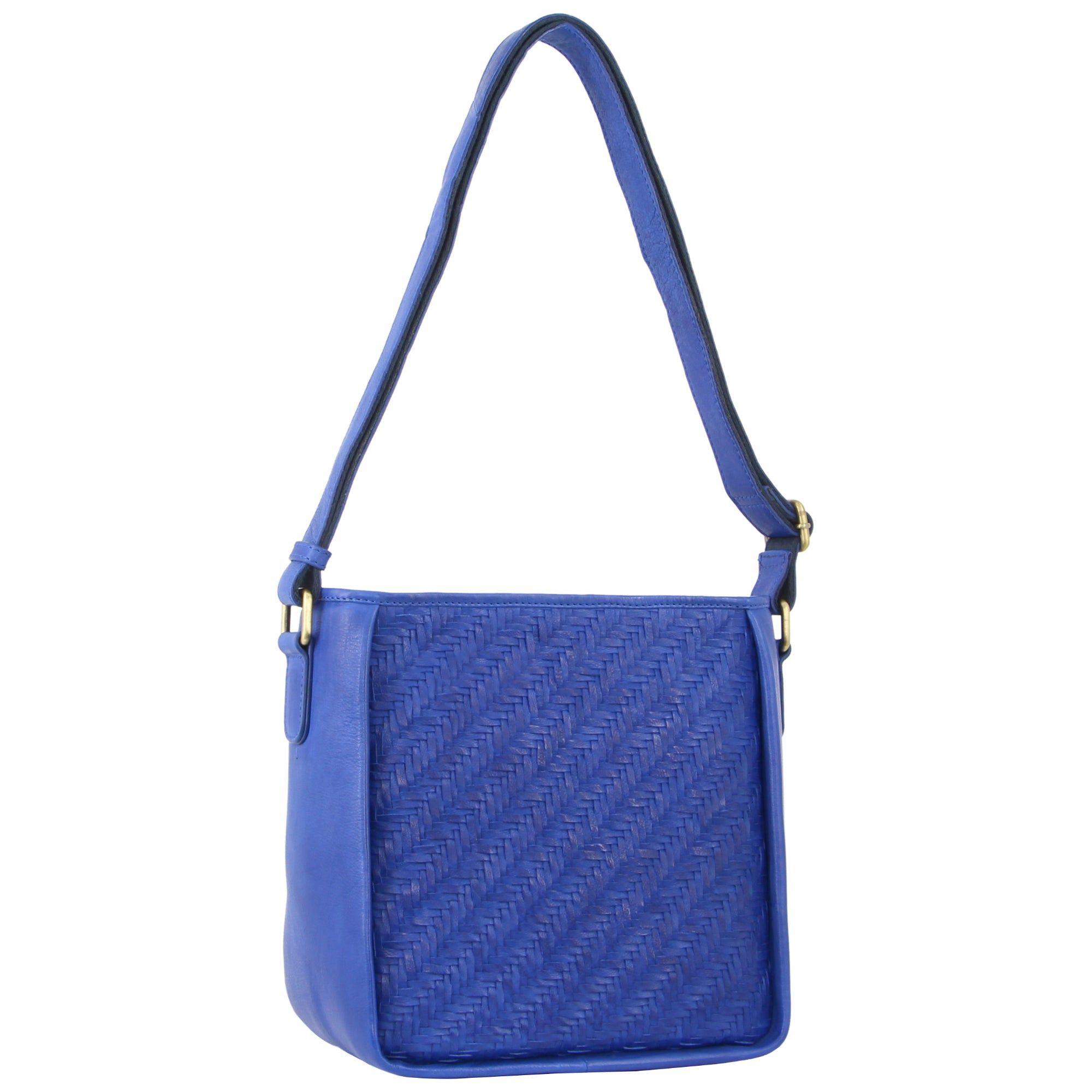 Bolsas Hombro Pierre Cardin Woven Embossed Leather Cross-Body Bag Mujer Azul Real Azules | BNQG-84093