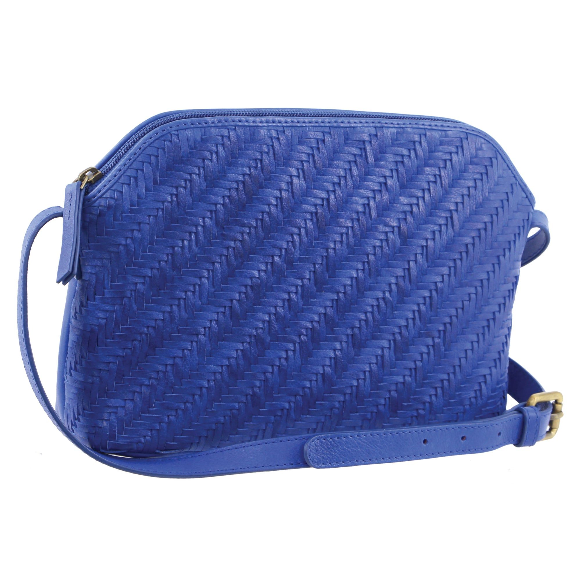 Bolsas Hombro Pierre Cardin Woven Embossed Leather Cross-Body Bag Mujer Azul Real | QSPG-45019