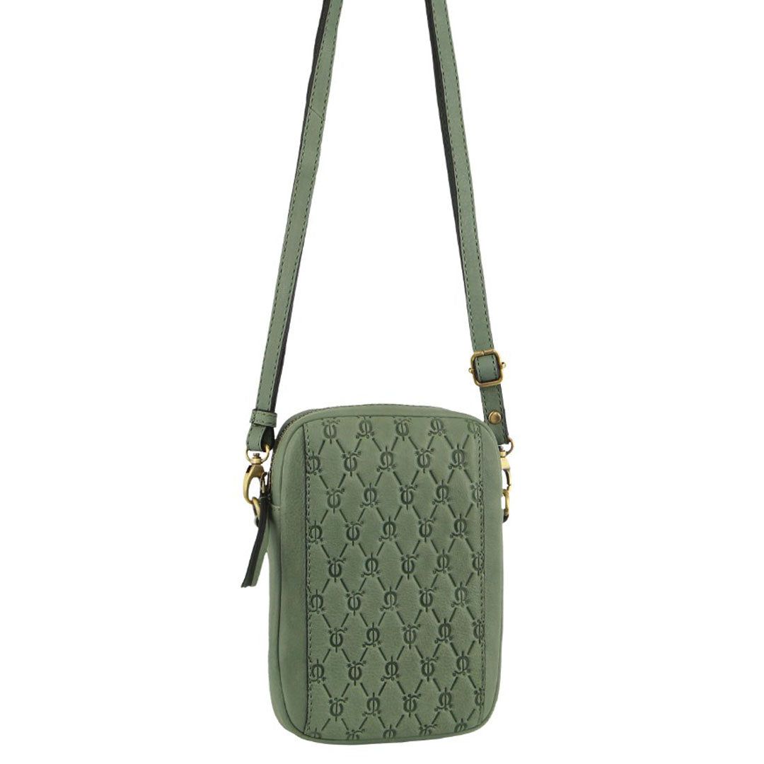 Bolsas Hombro Pierre Cardin leather Textured Design Phone Bag Mujer Verde Oliva | EZIV-10597