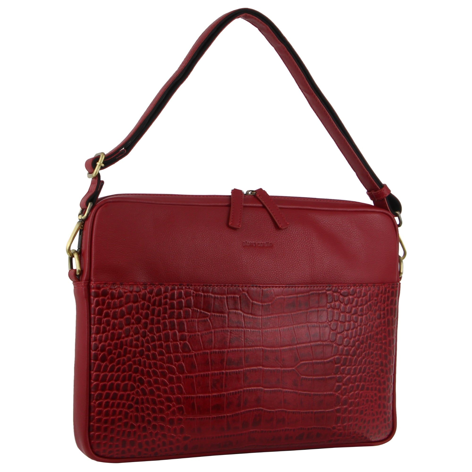 Bolsas de Negocios Pierre Cardin Croc-Embossed Leather Business Computer Bag Mujer Rojas | DOTU-72564