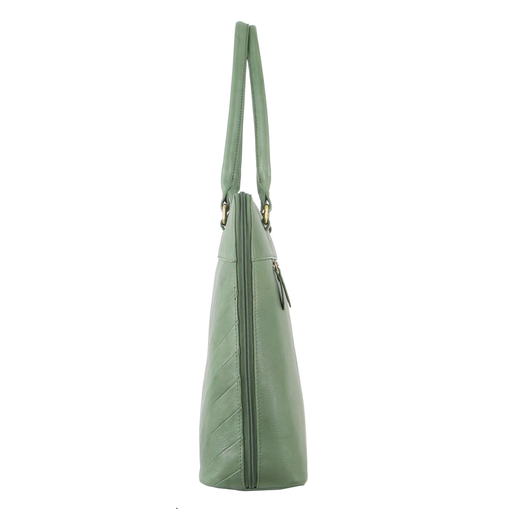 Bolsas de Negocios Pierre Cardin Herringbone Leather Large Business Bag Mujer Verde | TXCF-32658