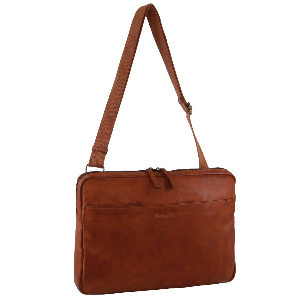 Business Computer Bags Pierre Cardin Italian Leather Business Computer Bag Hombre Marrones | GLZP-65981