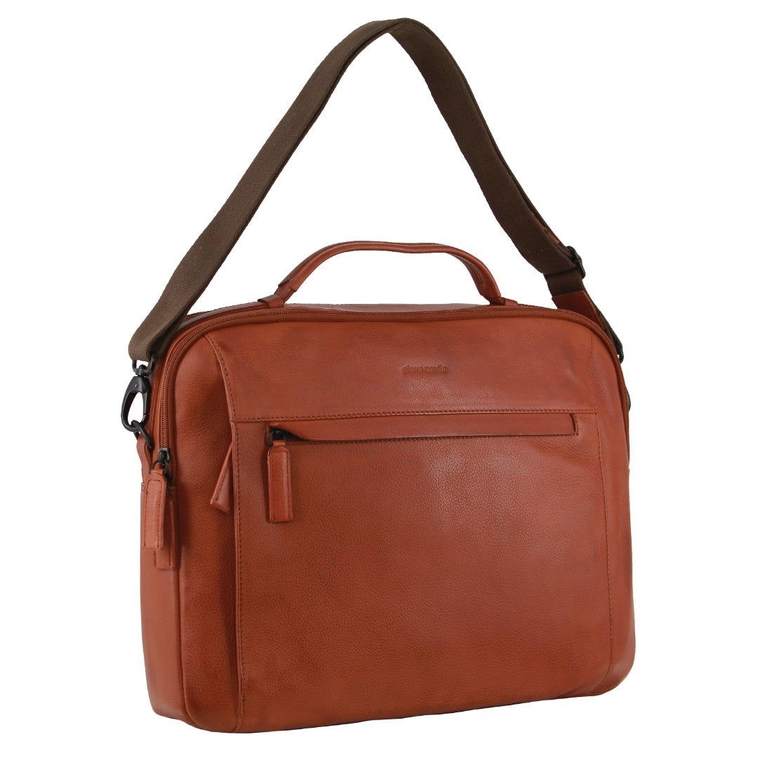 Business Computer Bags Pierre Cardin Italian Leather Computer Bag Hombre Marrones | ZKSA-14538