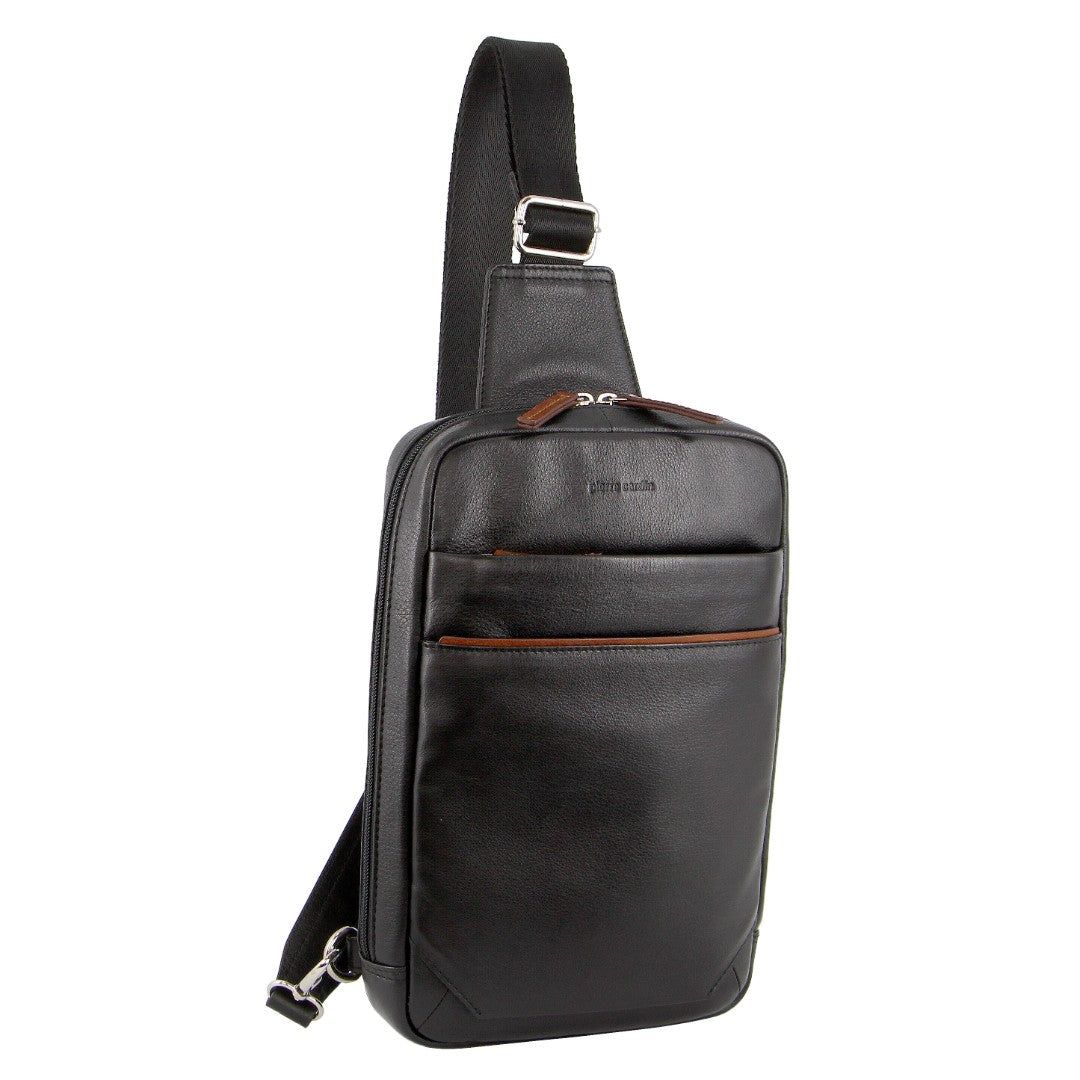 Business Computer Bags Pierre Cardin Leather 3-Way Sling Bag Hombre Negras | RQDC-76893