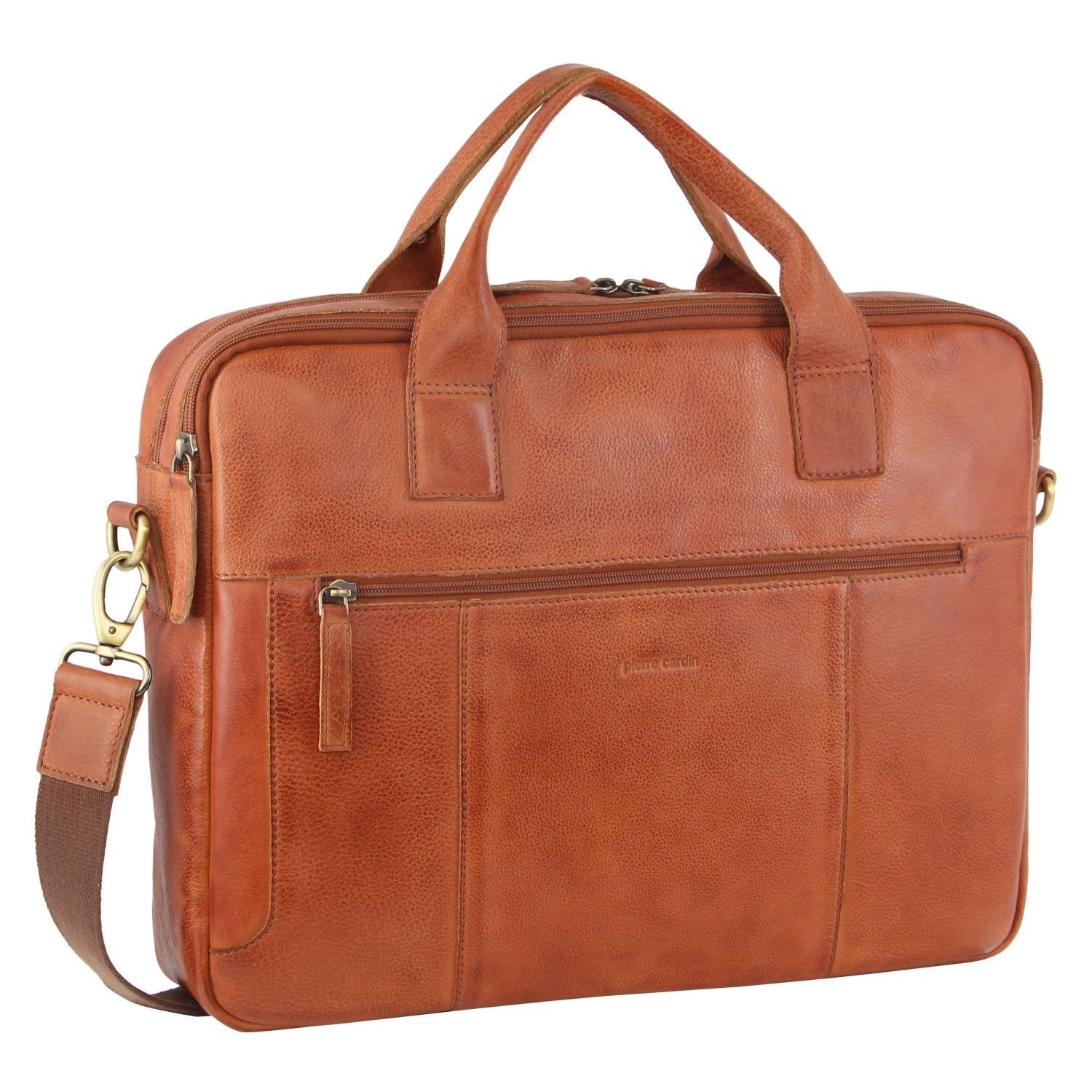 Business Computer Bags Pierre Cardin Rustic Leather Computer Bag Hombre Negras | IBHK-89412