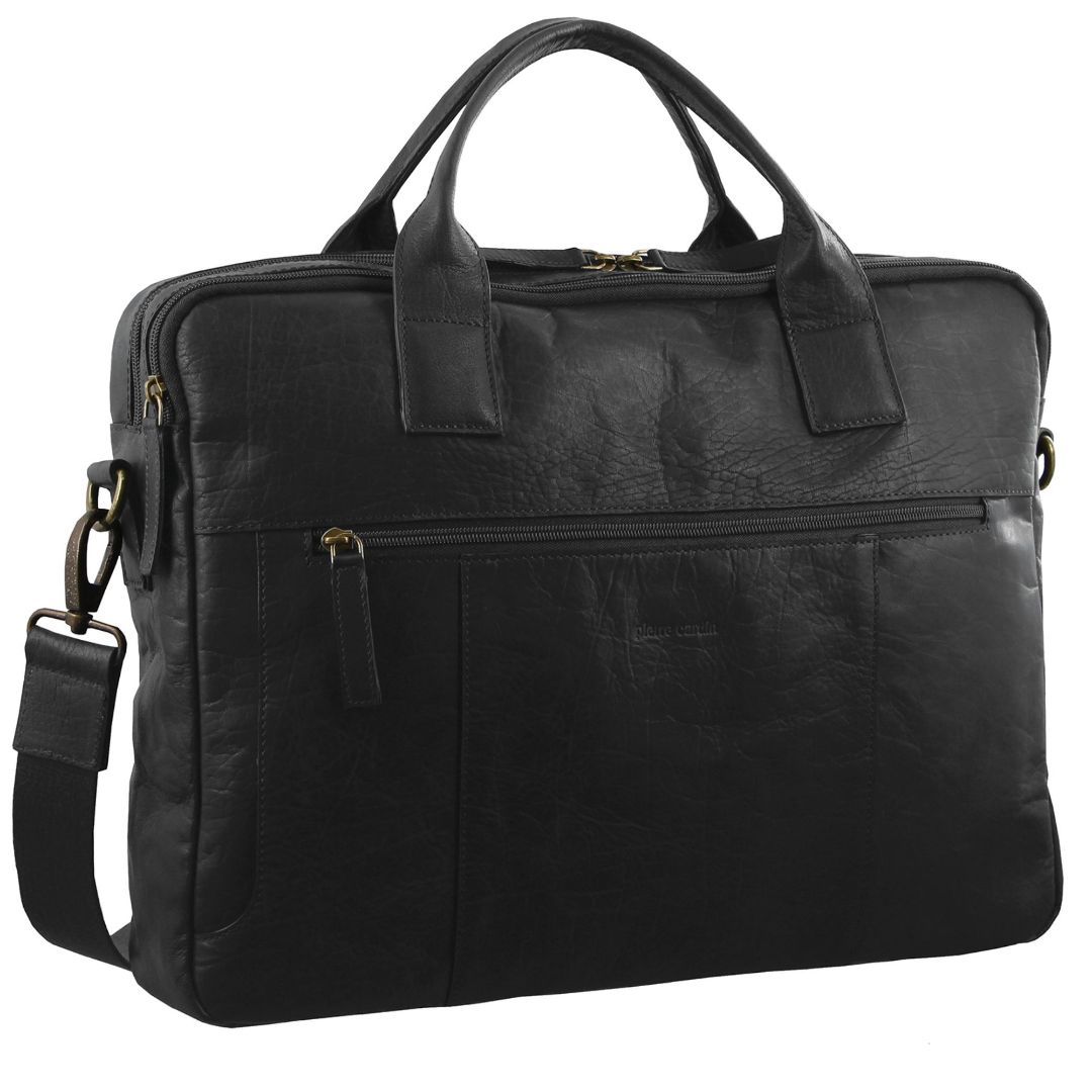 Business Computer Bags Pierre Cardin Rustic Leather Computer Bag Hombre Negras | IBHK-89412