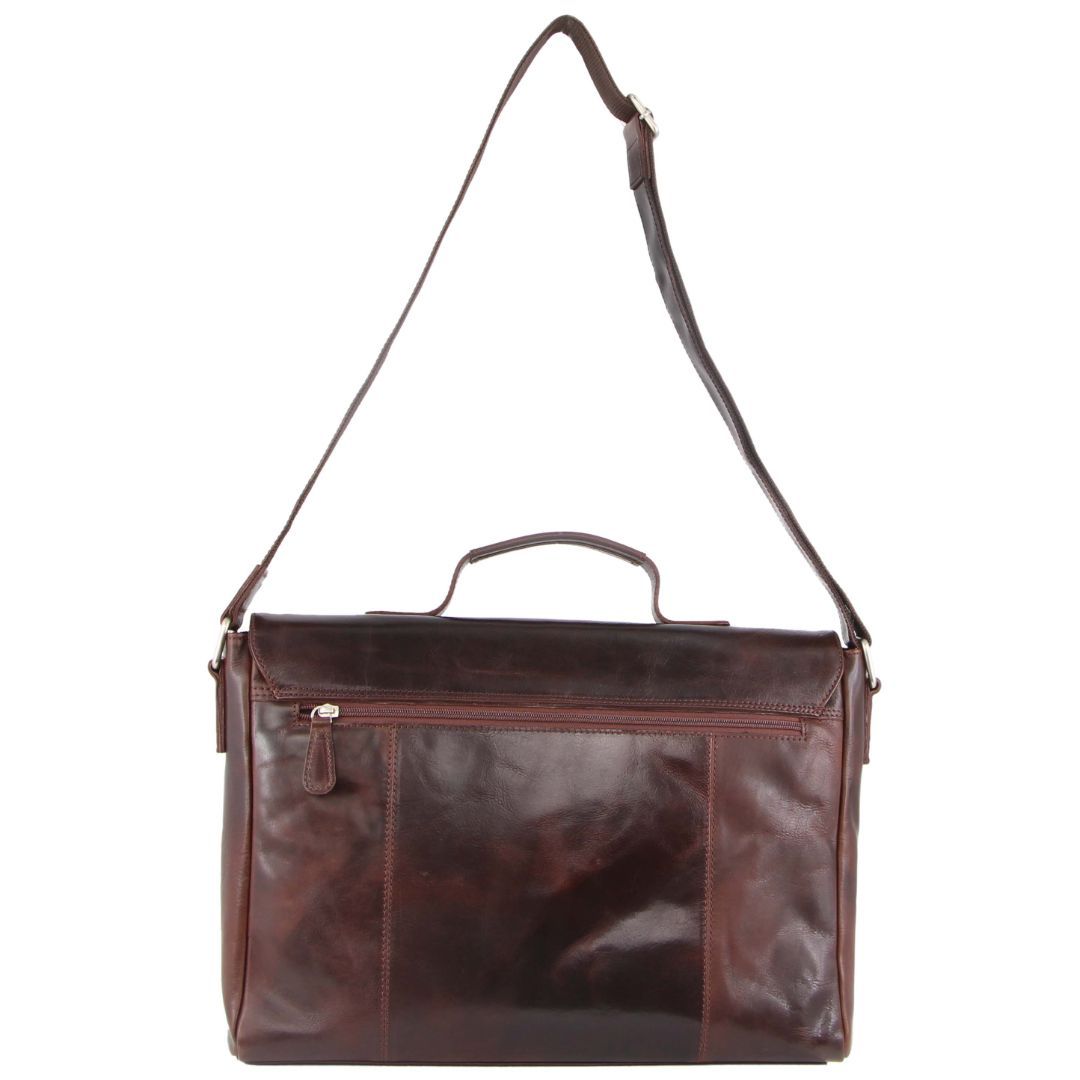 Business Computer Bags Pierre Cardin Rustic Leather Computer Bag Hombre Chocolate Oscuro | ULXO-82156