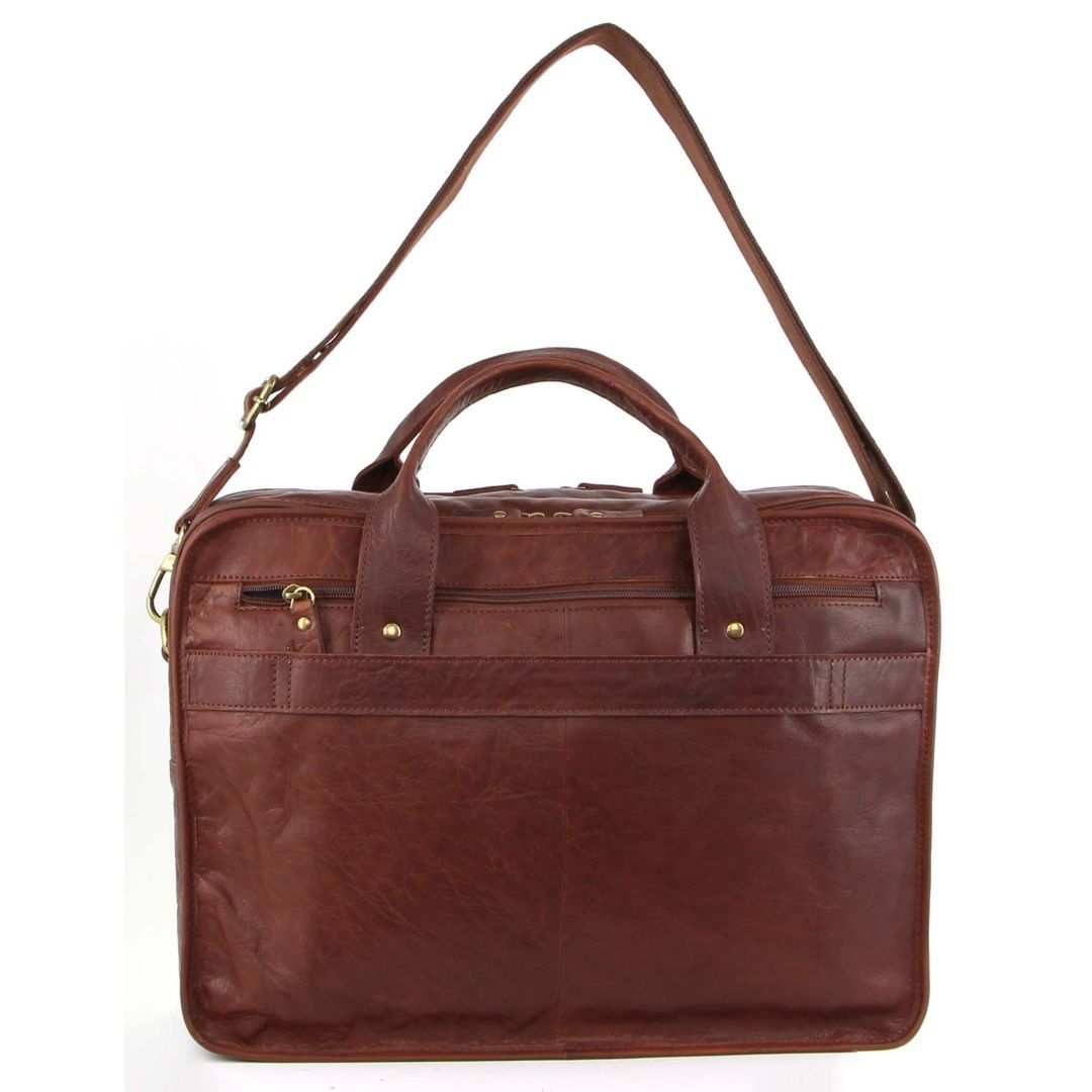 Business Computer Bags Pierre Cardin Rustic Leather Computer Bag Hombre Marrones | OQEF-34502