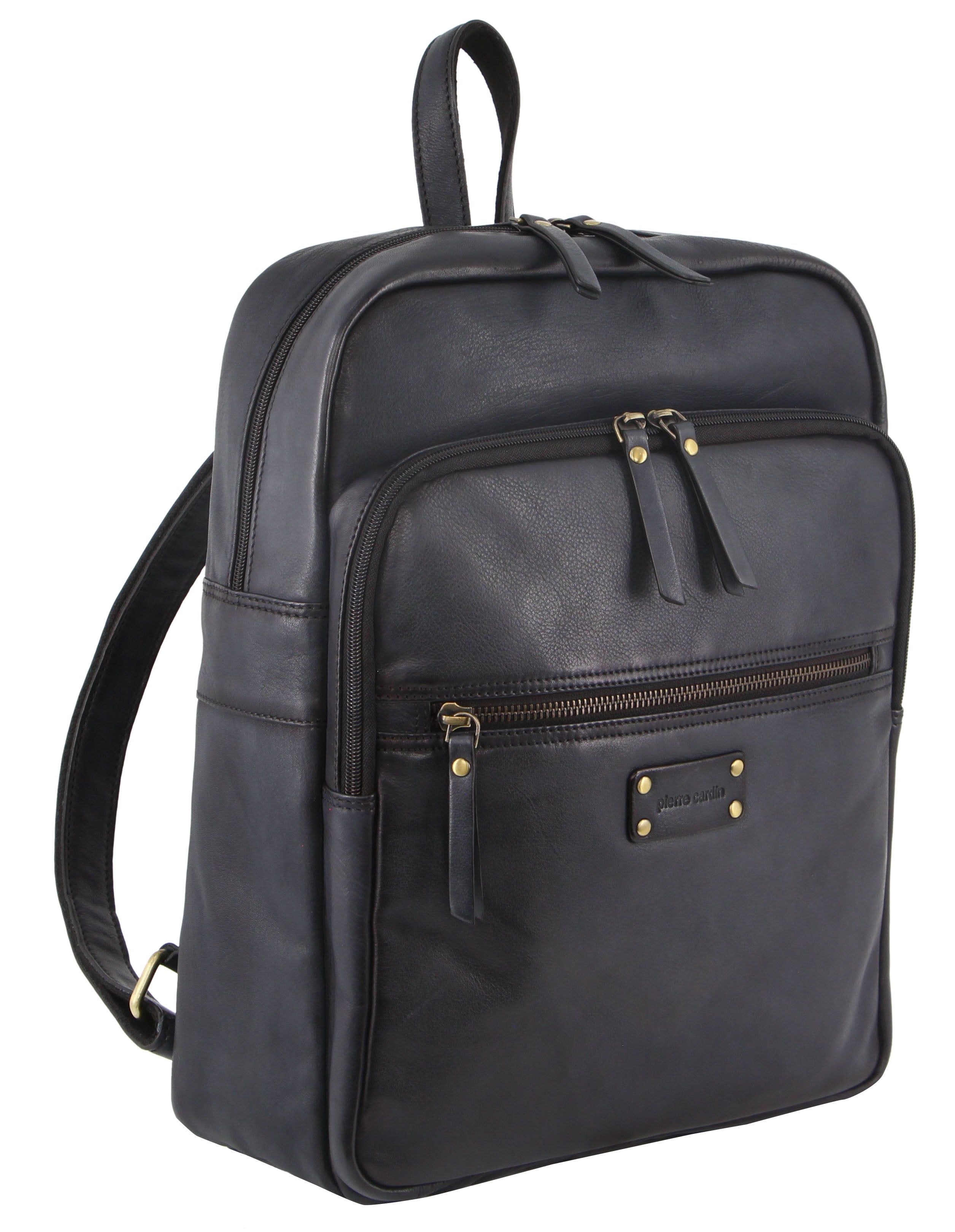 Business Computer Bags Pierre Cardin Vintage Leather Laptop Backpack Hombre Negras | JWUI-25463