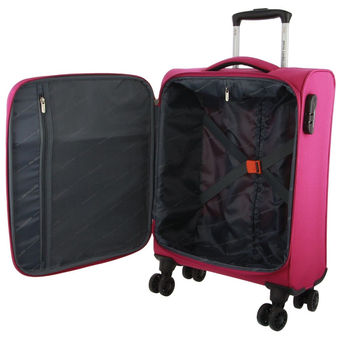 Cabin Cases Pierre Cardin 55cm CABIN Soft-Shell Suitcase Travel Rosas | YGSH-42183