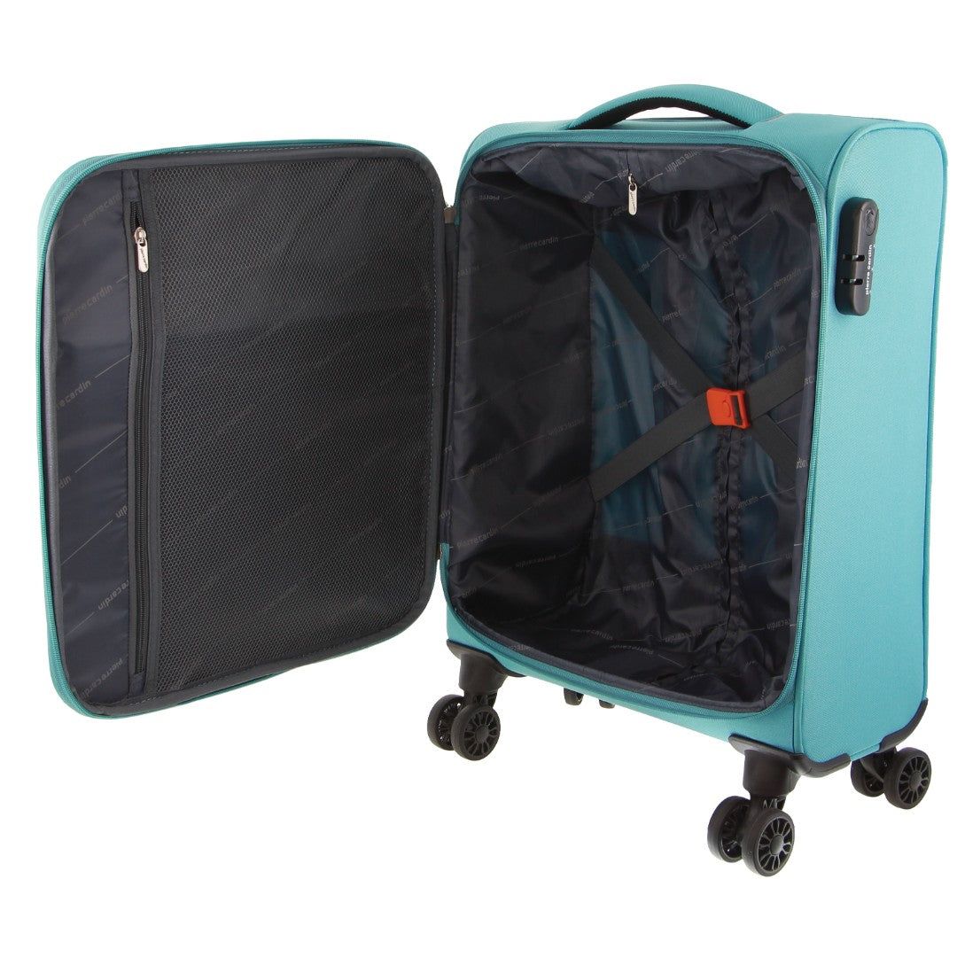 Cabin Cases Pierre Cardin 55cm CABIN Soft-Shell Suitcase Travel Turquesa | GELF-70281