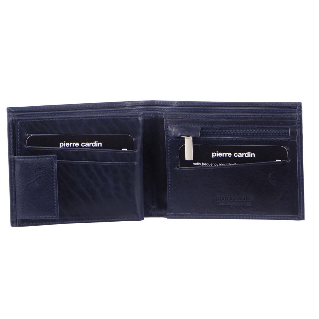 Carteras De Tres Pliegues Pierre Cardin Rustic Leather Tri-Fold Wallet Hombre Midnight | ERTN-60842