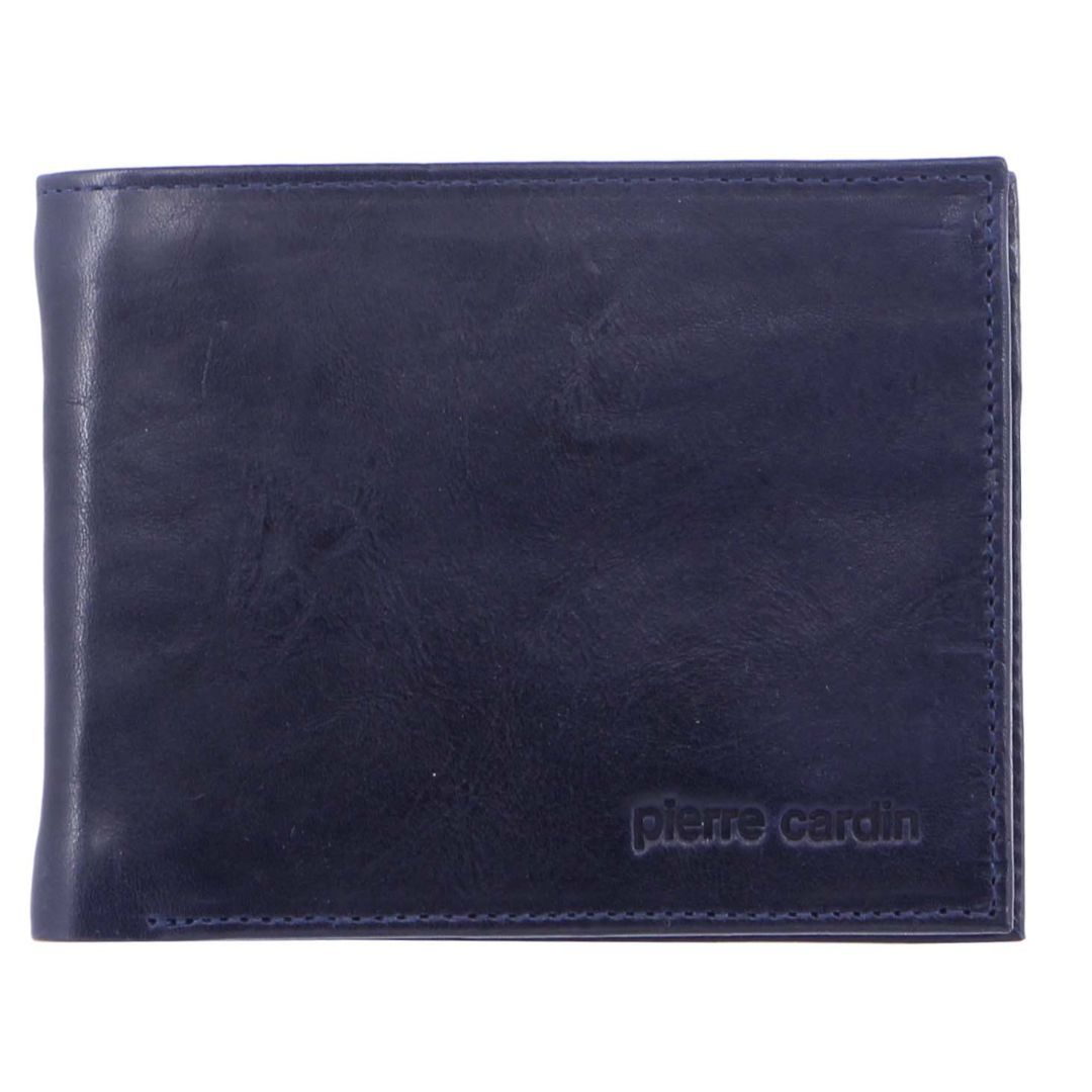 Carteras De Tres Pliegues Pierre Cardin Rustic Leather Tri-Fold Wallet Hombre Midnight | ERTN-60842