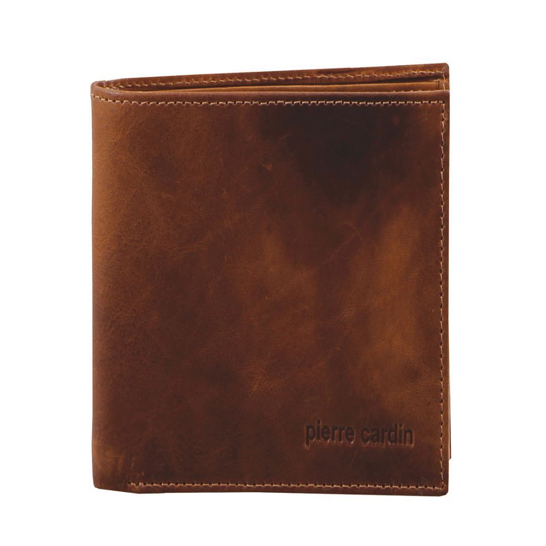 Carteras De Tres Pliegues Pierre Cardin Rustic Leather Tri-Fold Wallet Hombre Marrones | CUIJ-49610