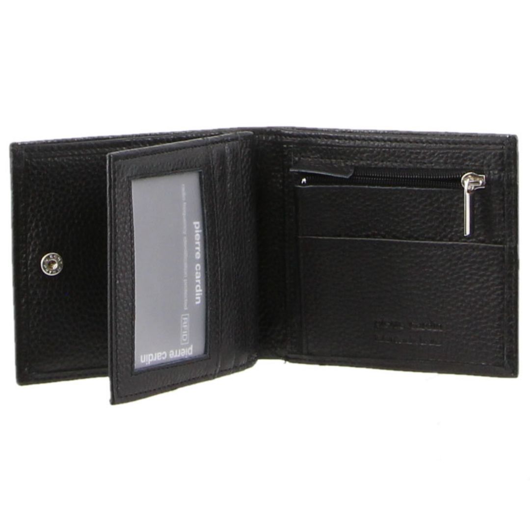 Carteras De Tres Pliegues Pierre Cardin Italian Leather Tri-Fold Wallet Hombre Negras | XGOR-25079