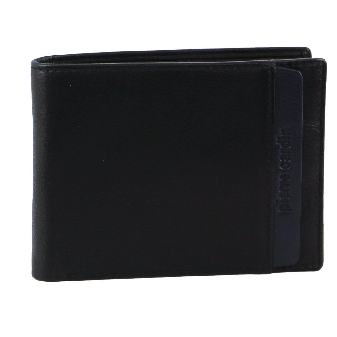 Carteras De Tres Pliegues Pierre Cardin Italian Leather Two Tone Tri-Fold Wallet Hombre Negras | SRCE-60145