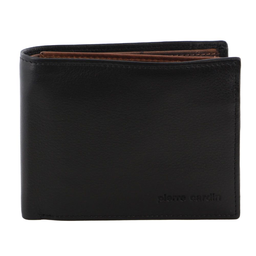 Carteras De Tres Pliegues Pierre Cardin Italian Leather Two Tone Tri-Fold Wallet Hombre Negras | SDCI-03814