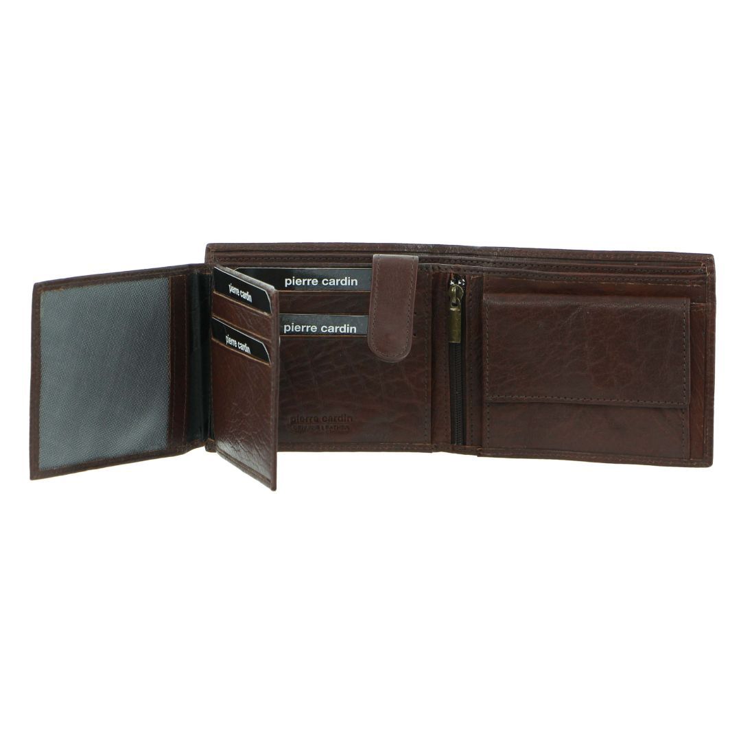 Carteras De Tres Pliegues Pierre Cardin Rustic Leather Tri-Fold Wallet Hombre Marrones | RBOY-62413