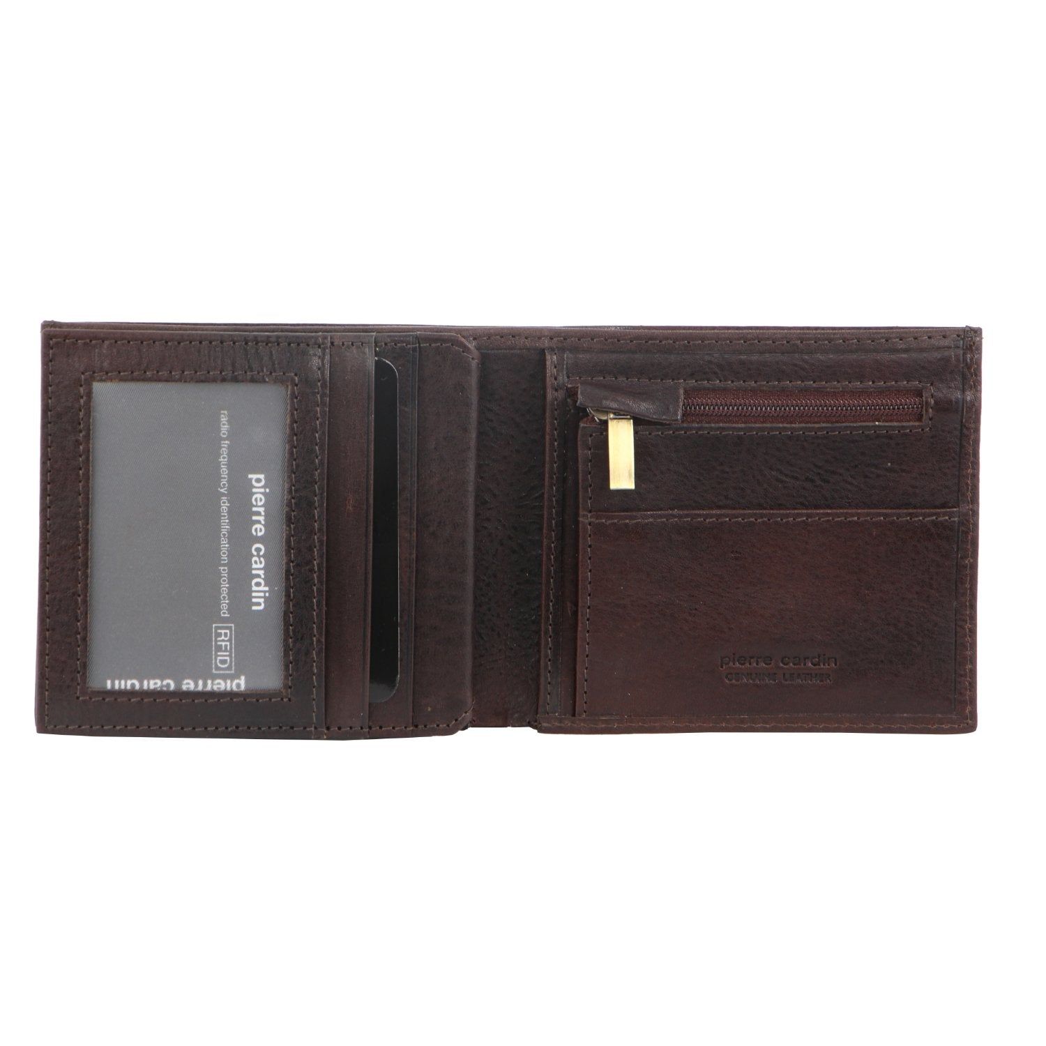 Carteras De Tres Pliegues Pierre Cardin Italian Leather Tri-Fold Wallet Hombre Chocolate | PFUC-97310