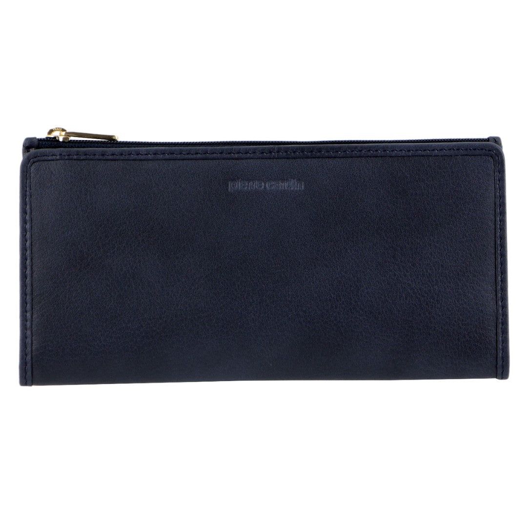 Carteras Grandes Pierre Cardin Genuine Leather Bi-Fold Wallet Mujer Azul Marino | GBFO-78632