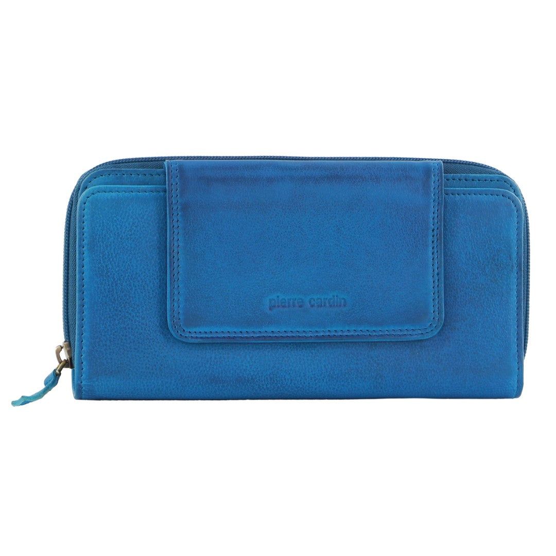 Carteras Grandes Pierre Cardin Leather Bi-Fold Tab Wallet Mujer Turquesa Claro | KCXH-25401