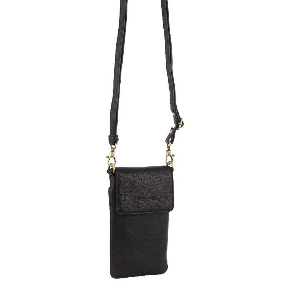 Carteras Grandes Pierre Cardin Leather Phone Cross-Body Bag Mujer Negras | OULY-43681