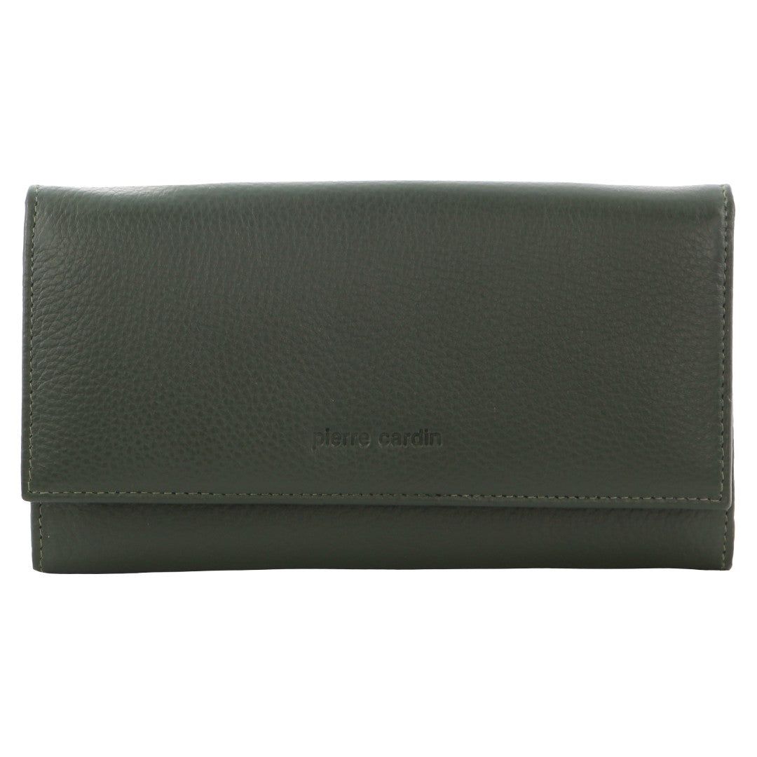 Carteras Grandes Pierre Cardin Rustic Leather Wallet Mujer GrapeLeaf | OGMX-71084