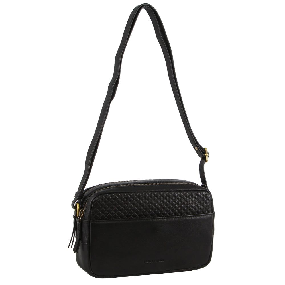 Clutch Pierre Cardin Leather Diamond Pattern Embossed Crossbody Bag Mujer Negras | TMRY-19756