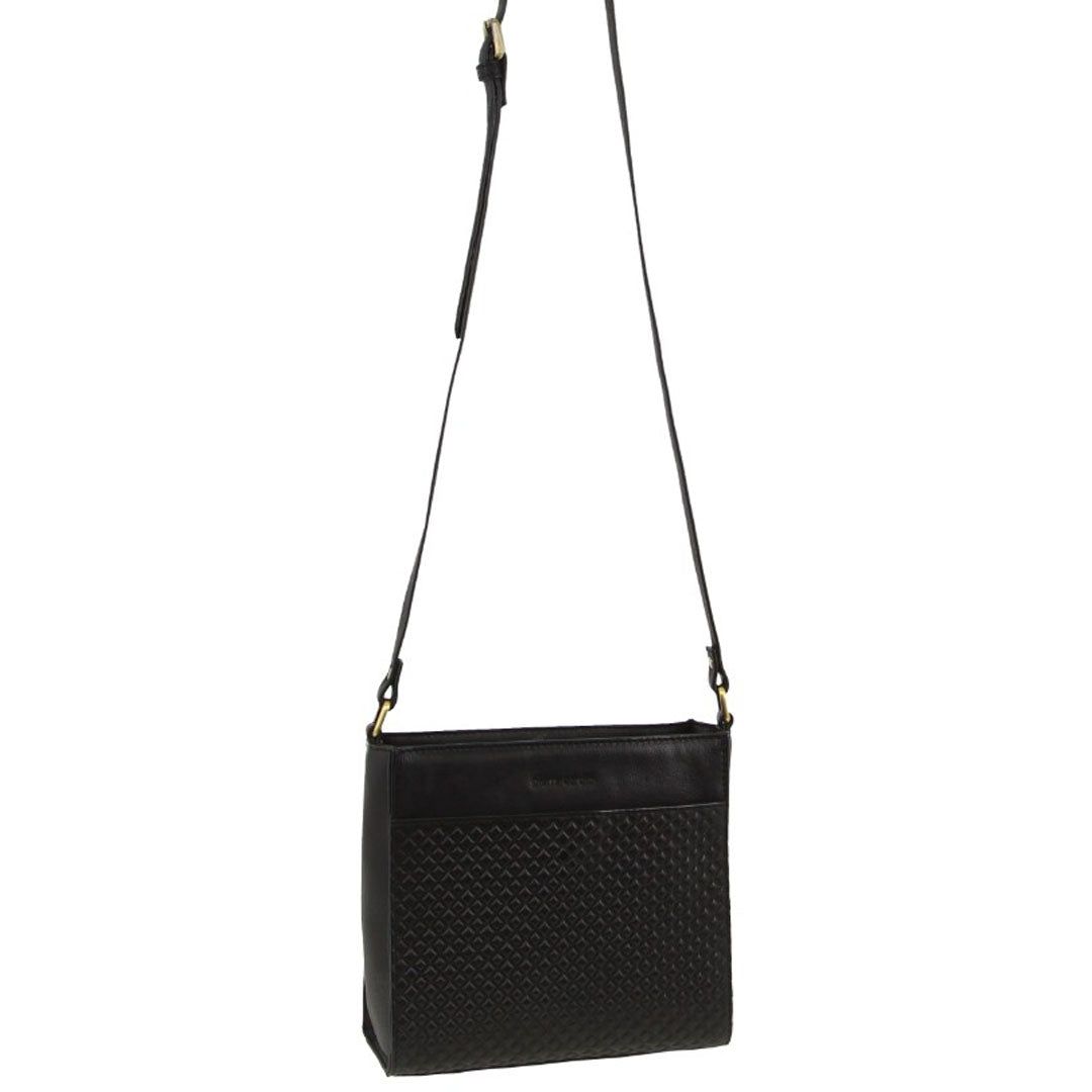 Clutch Pierre Cardin Leather Diamond Pattern Embossed Cross-Body Bag Mujer Negras | MBYU-20578