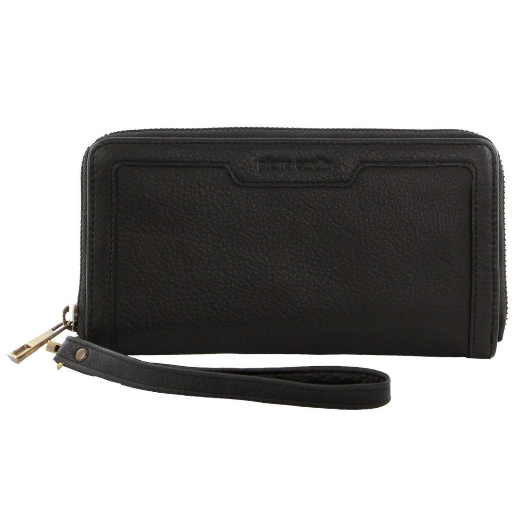 Cremallera De Carteras Pierre Cardin Leather Zip around wallet w Wristlet Mujer Negras | TUEA-28957