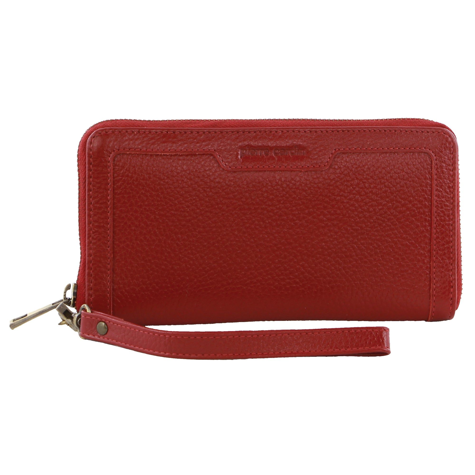 Cremallera De Carteras Pierre Cardin Leather Zip around wallet w Wristlet Mujer Rojas | QOYV-45806