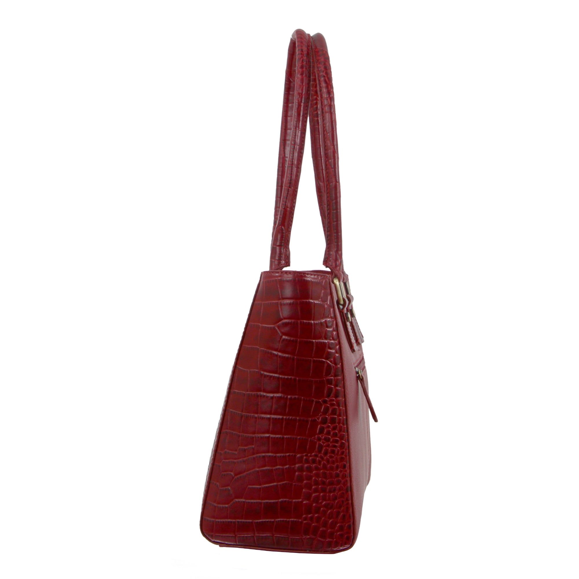 Handbags Pierre Cardin Croc-Embossed Leather Shoulder Bag Mujer Rojas | DTUA-98064