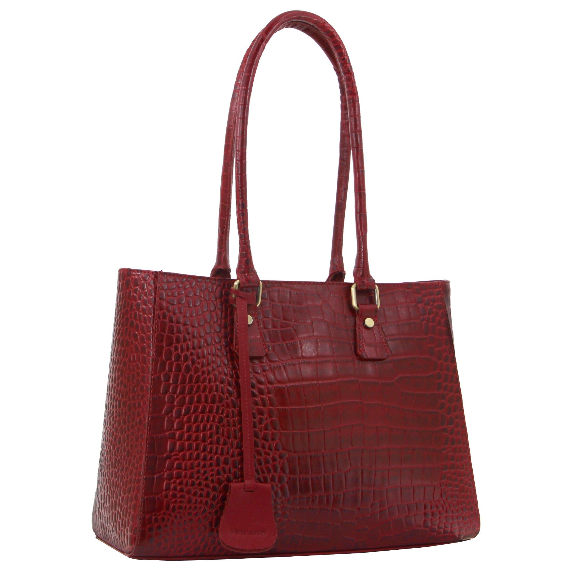 Handbags Pierre Cardin Croc-Embossed Leather Shoulder Bag Mujer Rojas | DTUA-98064