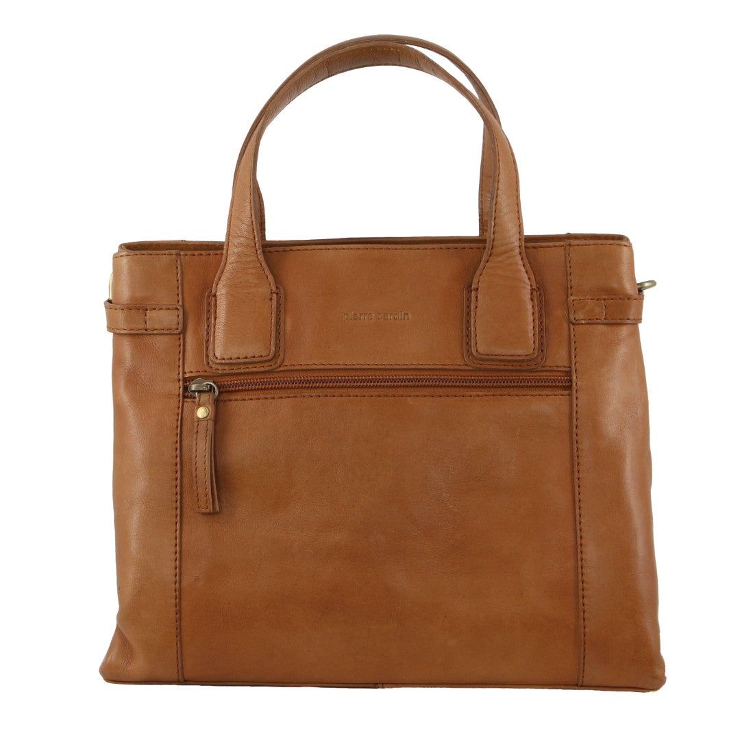 Handbags Pierre Cardin Leather Stitch-design Tote Bag Mujer Marrones | ADVB-84190