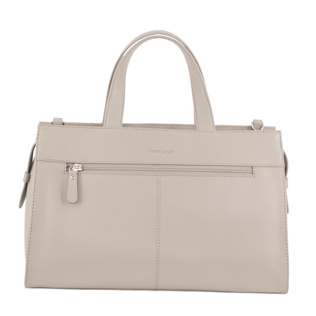 Handbags Pierre Cardin Leather Stitch-design Tote Bag Mujer Beige | QKST-43718