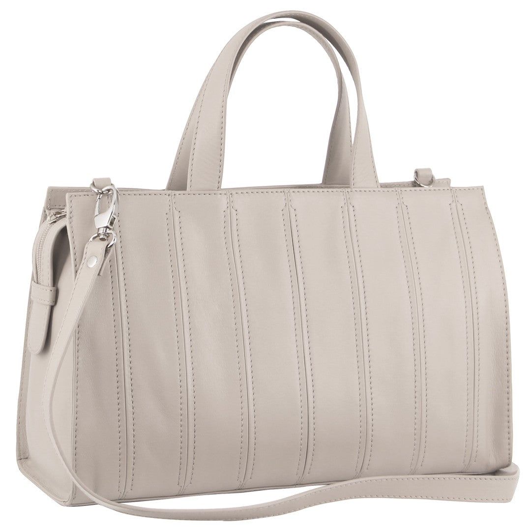 Handbags Pierre Cardin Leather Stitch-design Tote Bag Mujer Beige | QKST-43718