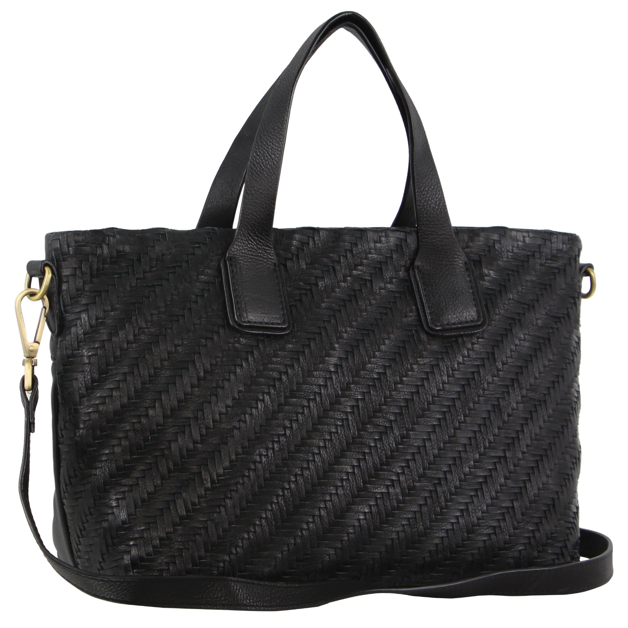 Handbags Pierre Cardin Woven Embossed Leather Tote Bag Mujer Negras | VQTP-57218