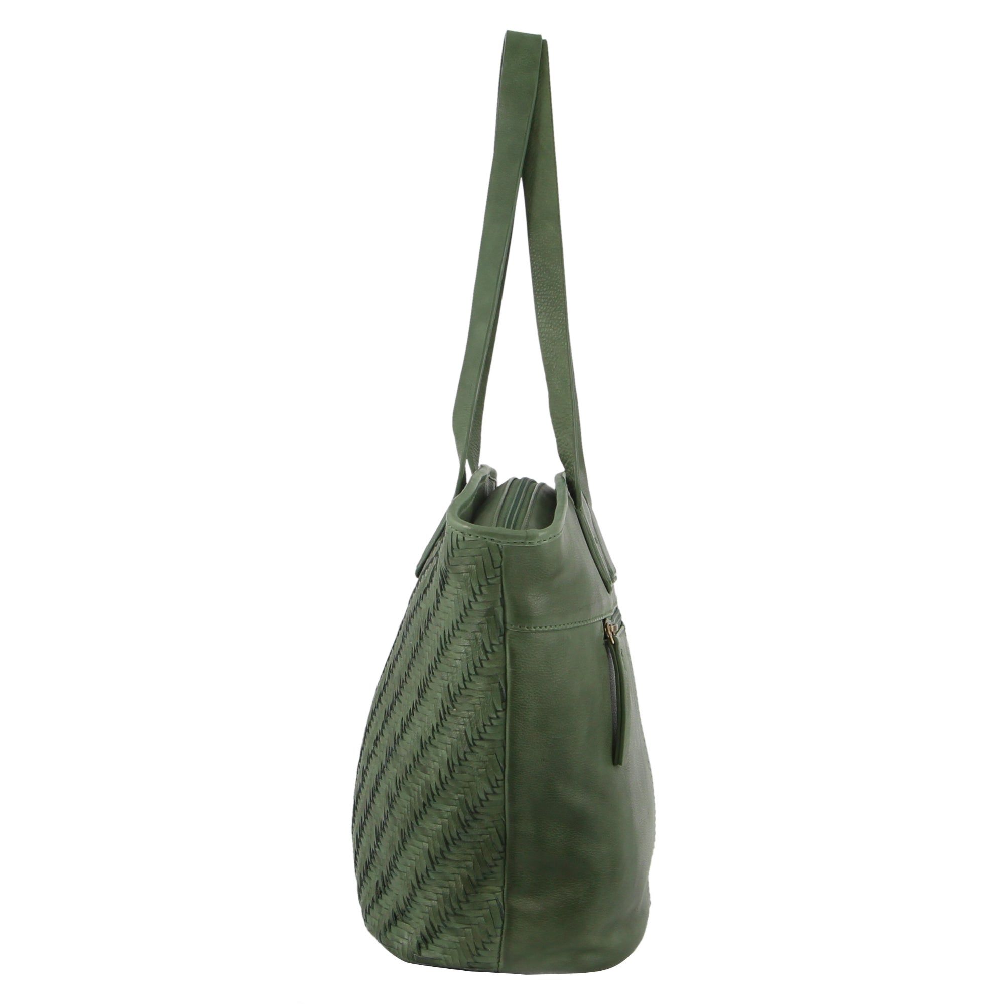 Handbags Pierre Cardin Woven Embossed Leather Shoulder Bag Mujer Verde | LPYR-94723