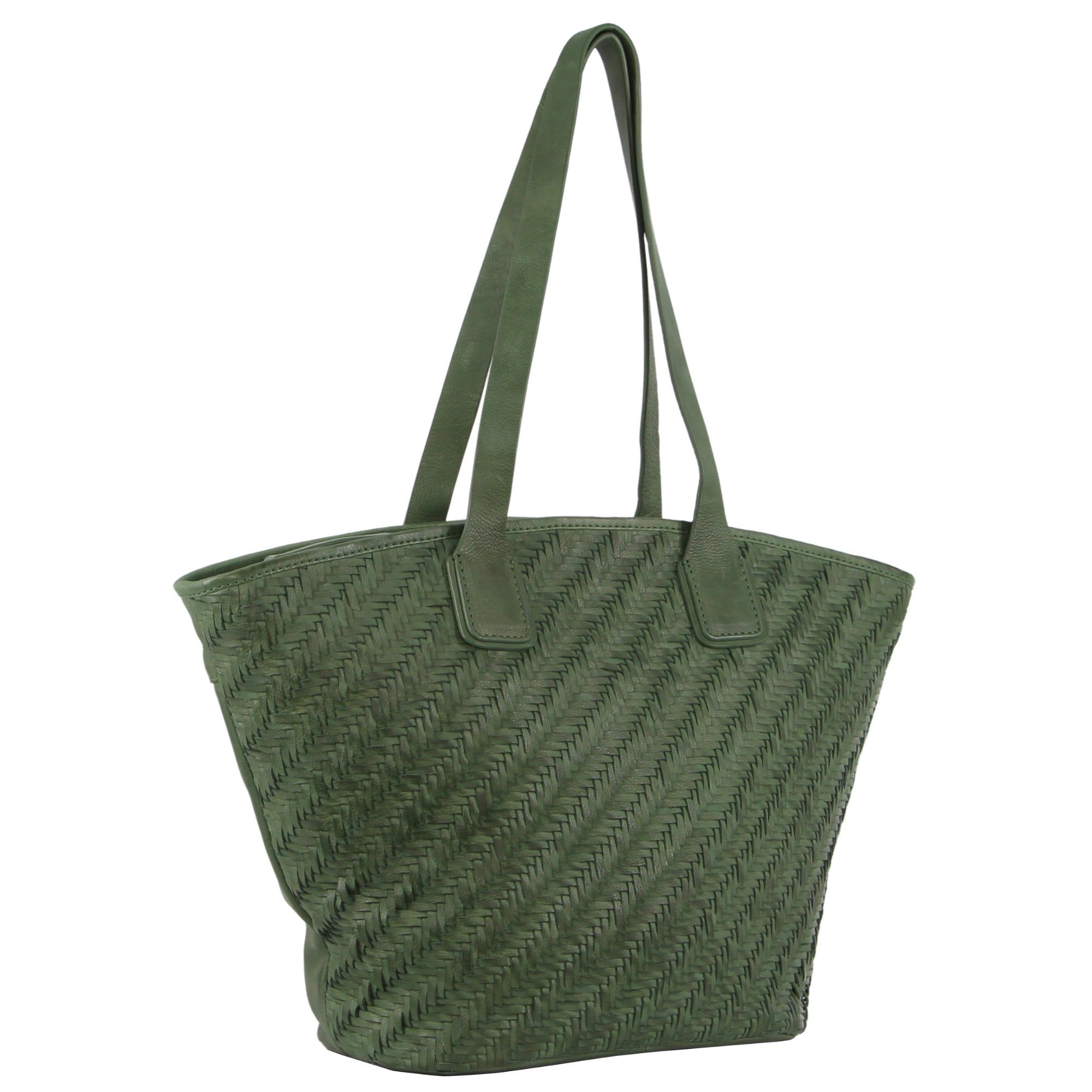 Handbags Pierre Cardin Woven Embossed Leather Shoulder Bag Mujer Verde | LPYR-94723