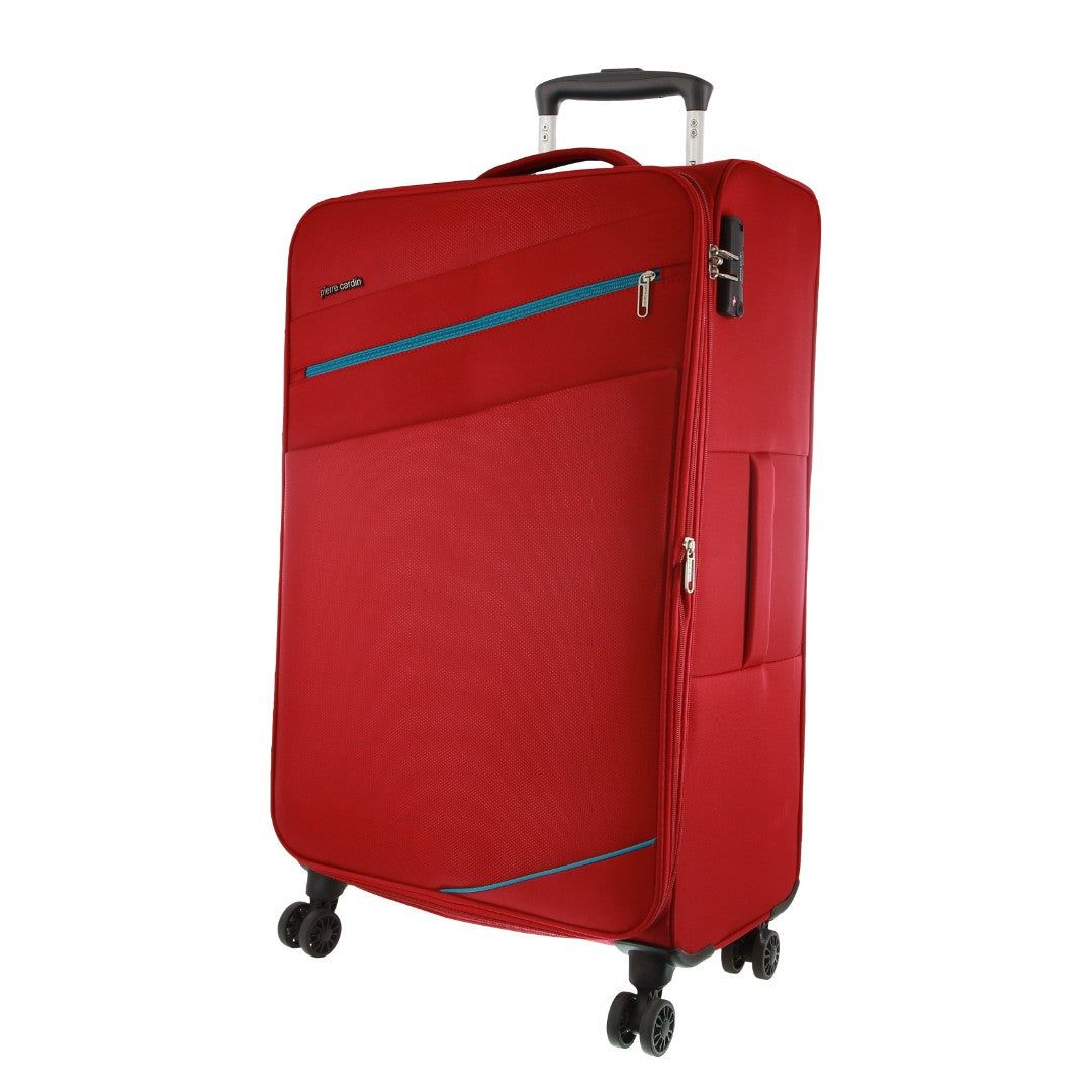 Large Cases Pierre Cardin 76cm LARGE Soft Shell Suitcase Travel Rojas | OWAQ-82041