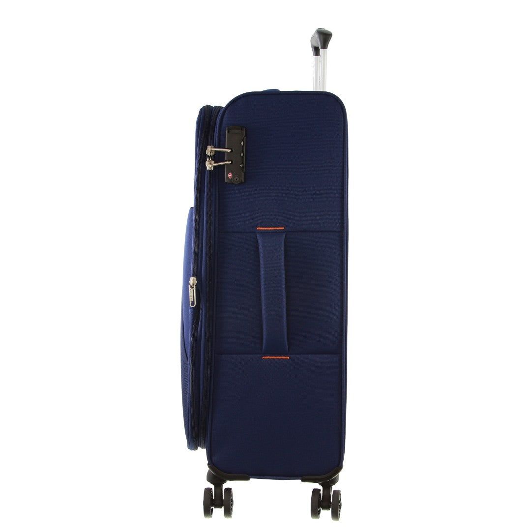 Large Cases Pierre Cardin 78cm LARGE Soft Shell Suitcase Travel Azul Marino | ENTI-76923