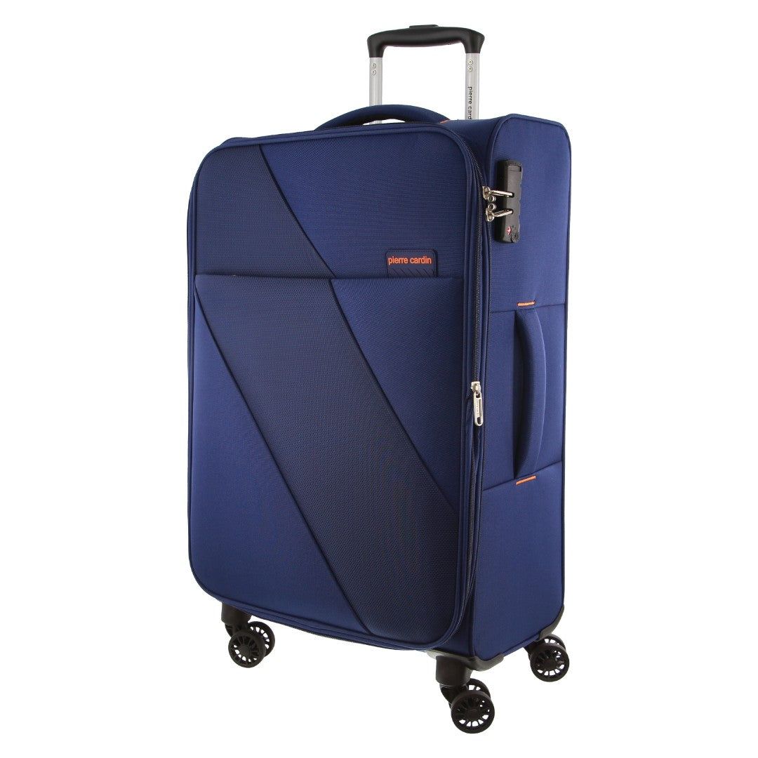 Maletas Pierre Cardin 68cm MEDIUM Soft-Shell Suitcase Travel Azul Marino | HPDQ-81267