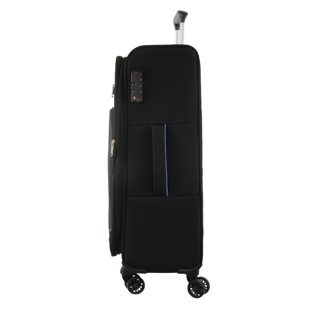 Maletas Pierre Cardin 68cm MEDIUM Soft Shell Suitcase Travel Negras | BIAU-52380