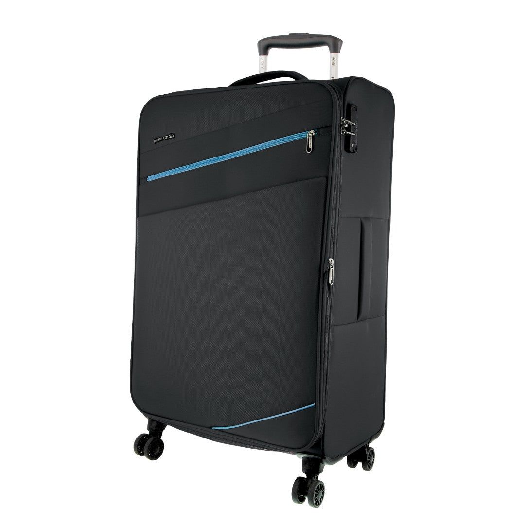 Maletas Pierre Cardin 68cm MEDIUM Soft Shell Suitcase Travel Negras | BIAU-52380