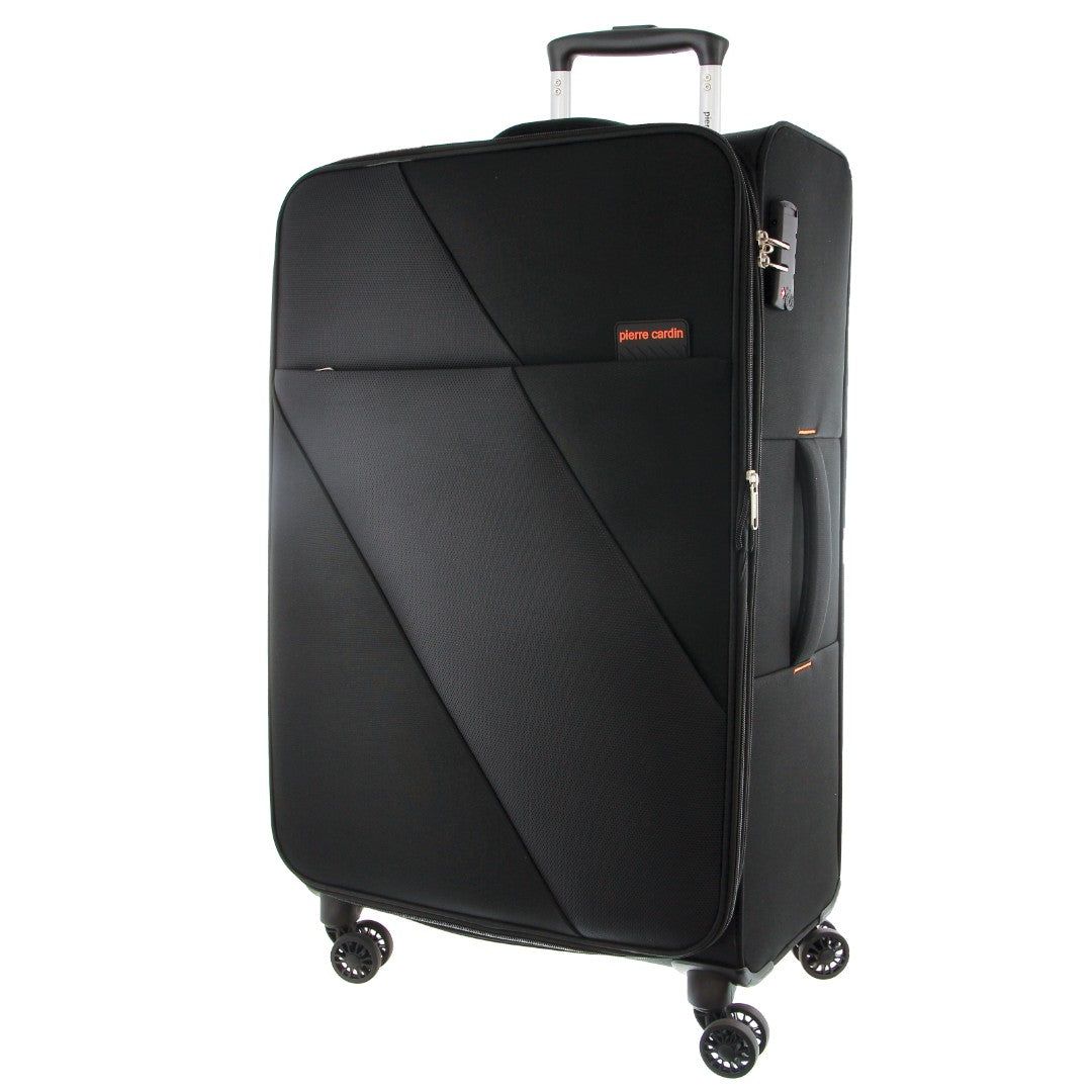 Maletas Pierre Cardin 78cm LARGE Soft Shell Suitcase Travel Negras | SIYN-37015